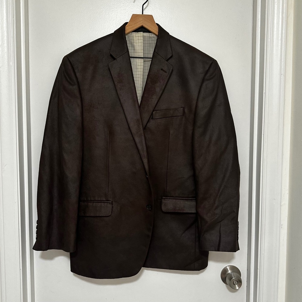 Lauren Ralph Lauren | Men's Brown Faux Suede Pebbled Blazer Sport Coat, Size 44R